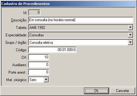 Cadastro de Procedimentos