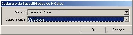 Cadastro de Especialidade de Médico