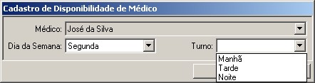 Cadastro de Disponibilidade de Médico
